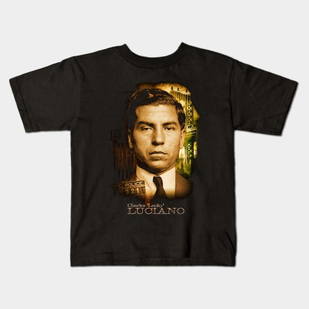 Charles 'Lucky' Luciano Design Kids T-Shirt by HellwoodOutfitters